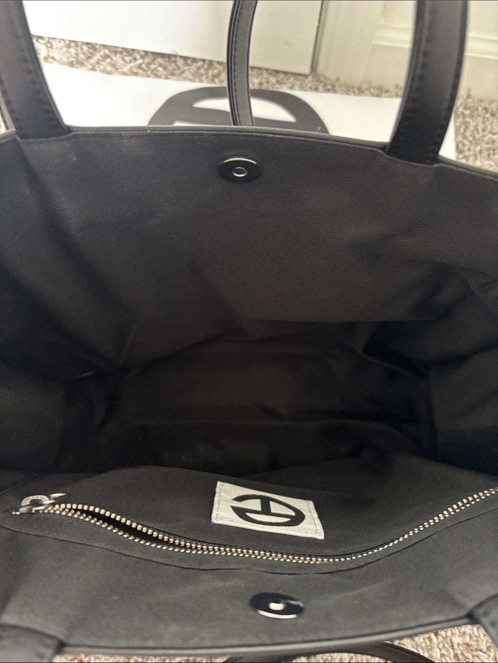 LIKE NEW! Telfar Medium Black Tote with Embossed Logo - Picture 7 of 11